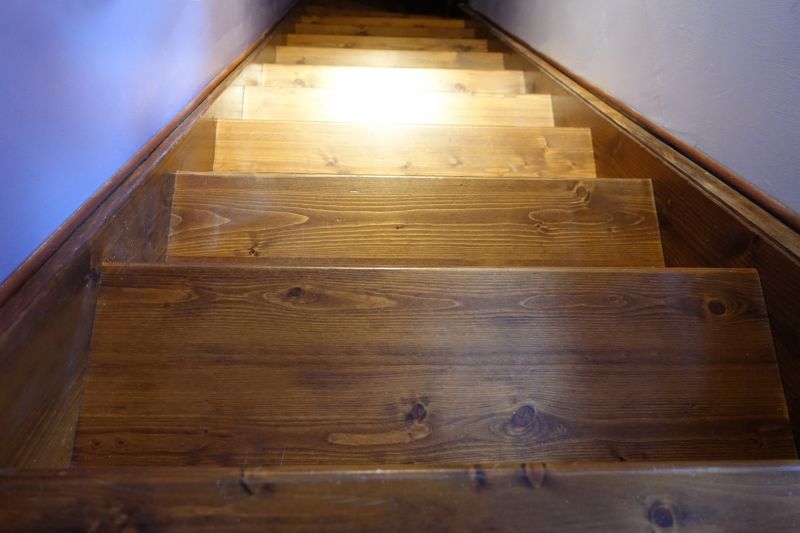 Refinishing process involves sanding and staining